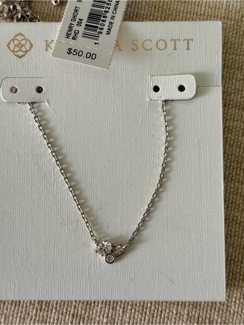 Kendra Scott Silver Multi-Charm Crystal Necklace